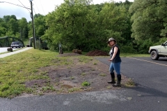 Herbalist and garden designer Kelley Edkins before planting Margaretville Bridge Street site