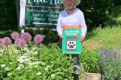 Barbara Hagstrom helped install a pollinator garden at the Route 28 entrance sign to Pine Hill